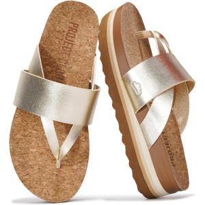 image:imageProject Cloud Womens Sandals  Premium Cork Insole Insole Shoes for Women Lightweight and Non Slip Beach Sandals for Women 2026Gold Thong