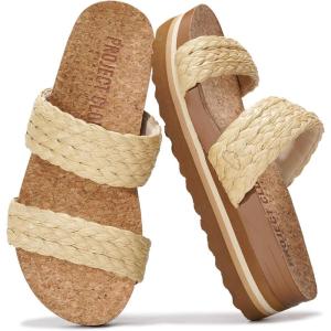 image:imageProject Cloud Womens Sandals  Premium Cork Insole Insole Shoes for Women Lightweight and Non Slip Beach Sandals for Women 2026Raffia Slide