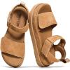 image:imageProject Cloud 100 Genuine Leather Platform Sandals For Women  Memory Foam Insole Slip Resistant Chunky Womens Sandals with adjustable straps  Wedge Sandals for Women 2026 BronzestarChestnut Suede