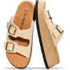 image:imageProject Cloud 100 Genuine Leather Platform Sandals Women Footwear  Plush amp Soft Insole Wedge Womens Sandals  NonSlip and Lightweight Dressy Summer Beach Sandals BarcelonaBeige