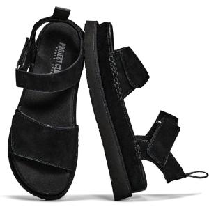 image:imageProject Cloud 100 Genuine Leather Platform Sandals For Women  Memory Foam Insole Slip Resistant Chunky Womens Sandals with adjustable straps  Wedge Sandals for Women 2026 BronzestarBlack Suede