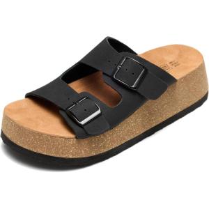 image:imageProject Cloud 100 Genuine Leather Platform Sandals Women Footwear  Plush amp Soft Insole Wedge Womens Sandals  NonSlip and Lightweight Dressy Summer Beach Sandals BarcelonaBlack