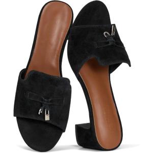 image:imageProject Cloud 100 Genuine Leather Sandals Women Footwear  Memory Foam Insole amp NonSlip Women Sandals Dressy  Lightweight Womens Heels Sandals  Slides for Women 2026 MonacoBlack Suede