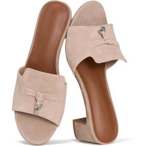 image:imageProject Cloud 100 Genuine Leather Sandals Women Footwear  Memory Foam Insole amp NonSlip Women Sandals Dressy  Lightweight Womens Heels Sandals  Slides for Women 2026 MonacoLatte Suede