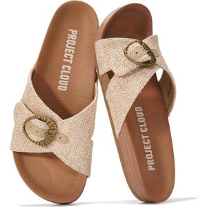 image:imageProject Cloud Womens Sandals  Adjustable Buckle Sandals for Women 2026 with Plush Insole  Lightweight amp Non Slip Slides for Women Footwear BeamingNatural Raffia